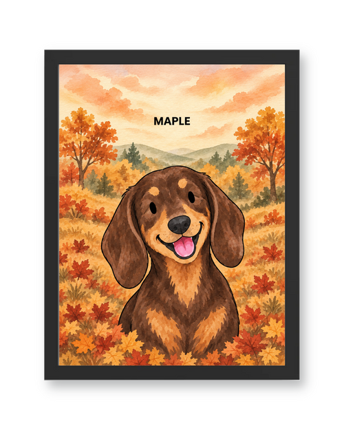 Autumn Woodland Watercolor Custom Art Print — black frame