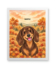 Autumn Woodland Watercolor Custom Art Print — white frame