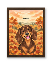 Autumn Woodland Watercolor Custom Art Print — walnut frame