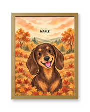 Autumn Woodland Watercolor Custom Art Print — gold frame