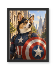 Captain Pawmerica Custom Art Print — black frame
