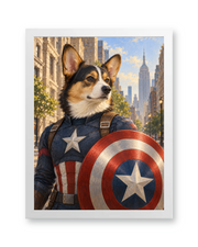 Captain Pawmerica Custom Art Print — white frame