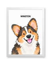 Classic Watercolor – 1 Pet Custom Art Print — white frame