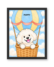 Cloud Balloon Watercolor Custom Art Print — black frame