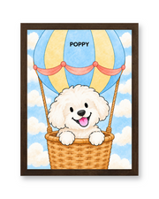 Cloud Balloon Watercolor Custom Art Print — walnut frame