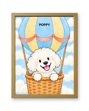 Cloud Balloon Watercolor Custom Art Print — gold frame