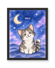 Dreamy Night Sky Watercolor Custom Art Print — black frame