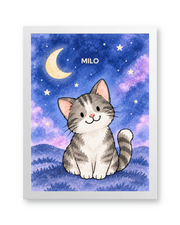 Dreamy Night Sky Watercolor Custom Art Print — white frame
