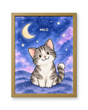 Dreamy Night Sky Watercolor Custom Art Print — gold frame