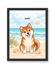 Seaside Breeze Watercolor Custom Art Print — black frame