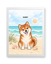 Seaside Breeze Watercolor Custom Art Print — white frame