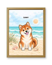 Seaside Breeze Watercolor Custom Art Print — gold frame