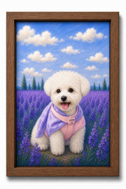 Lavender Meadow Custom Pet Canvas - Walnut Frame