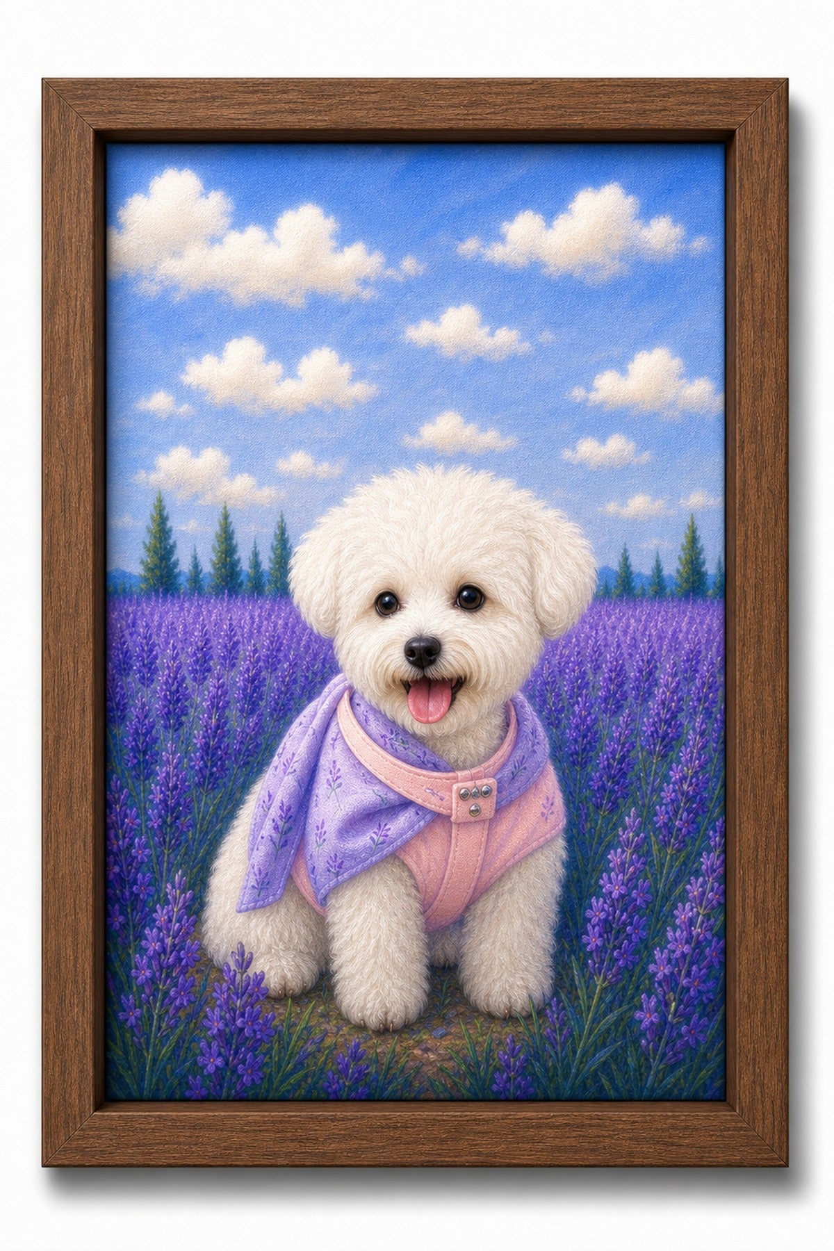 Lavender Meadow Custom Pet Canvas - Walnut Frame
