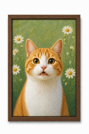 Custom Pet Canvas - Floral Fairytale - Daisy Daydream - Walnut Frame