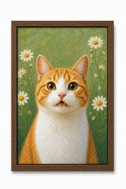 Daisy Daydream Custom Pet Canvas - Walnut Frame