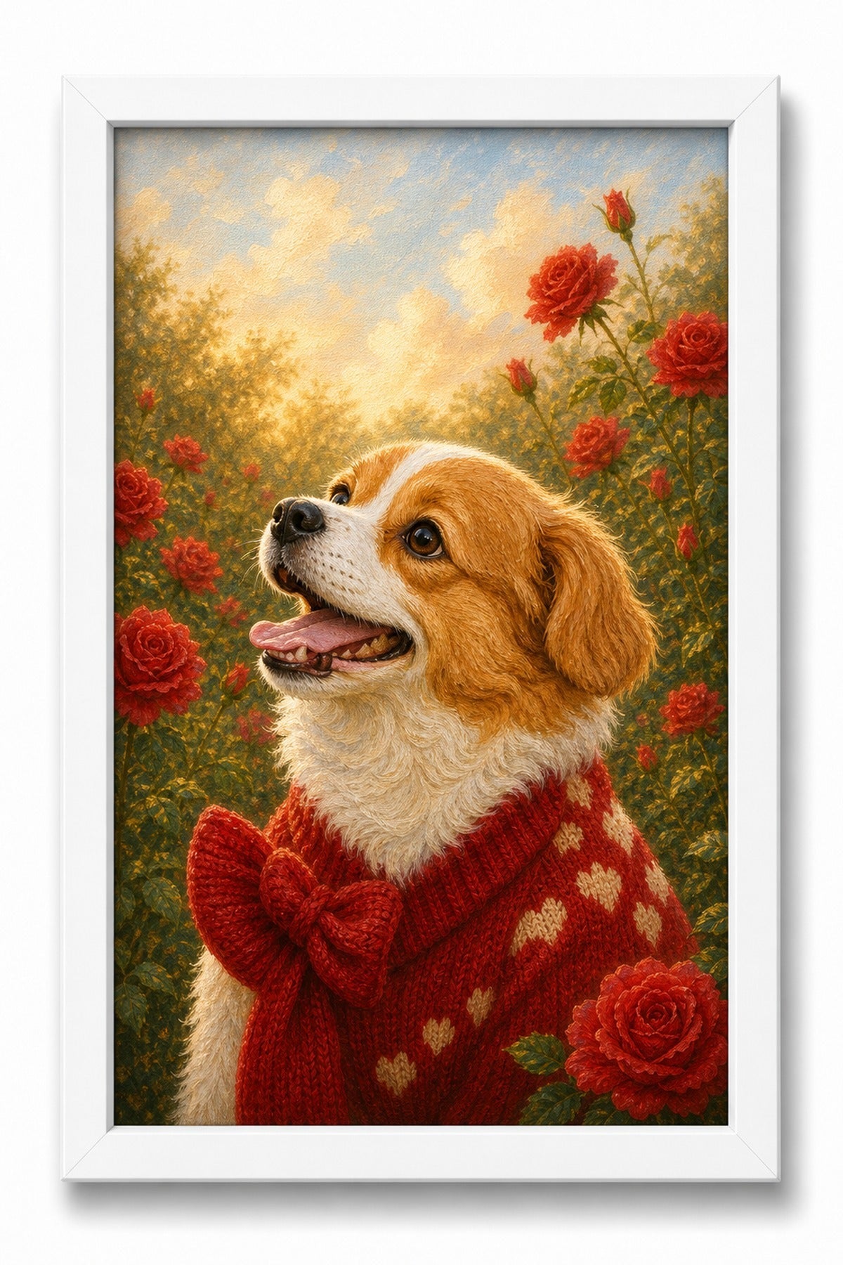 Rose Garden Custom Pet Canvas - White Frame