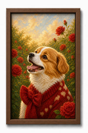 Rose Garden Custom Pet Canvas - Walnut Frame