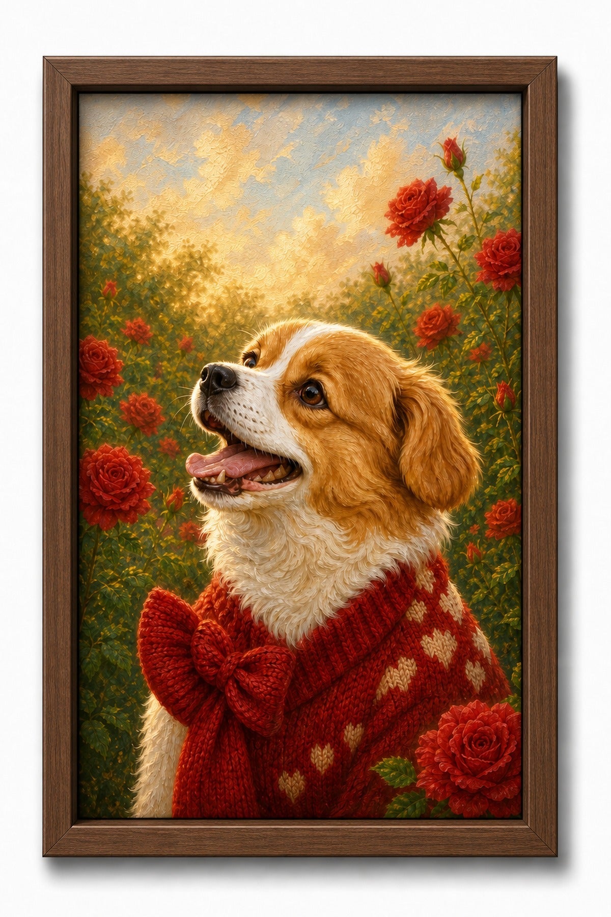 Rose Garden Custom Pet Canvas - Walnut Frame