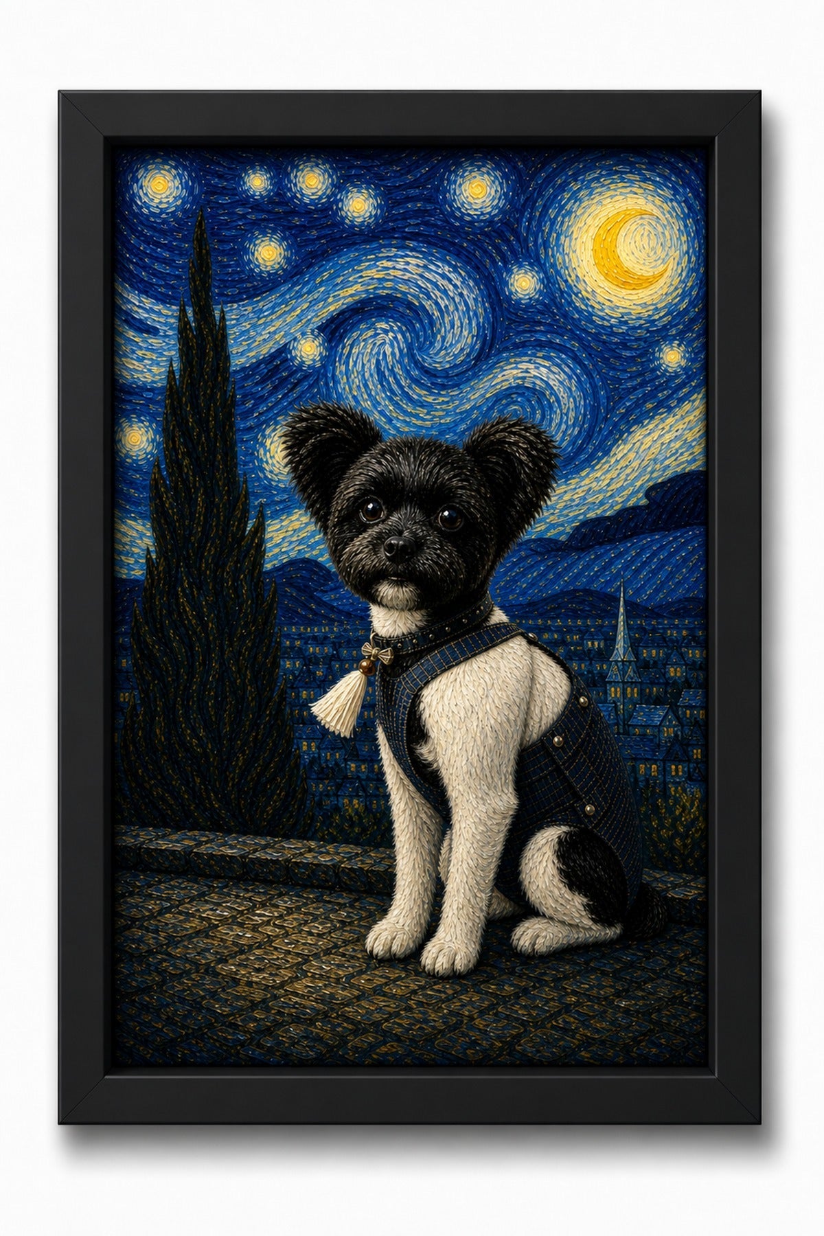 Starry Hillside Custom Pet Canvas - Black Frame