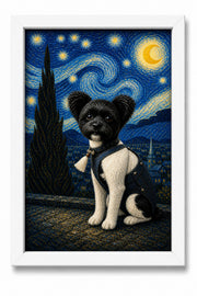 Custom Pet Canvas - Masterpiece Journey - Starry Hillside - White Frame