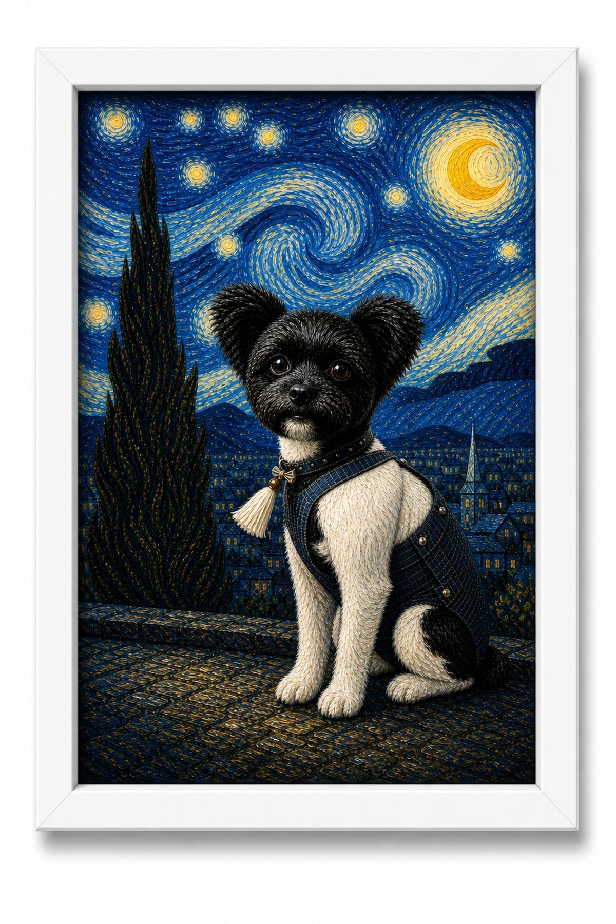 Starry Hillside Custom Pet Canvas - White Frame