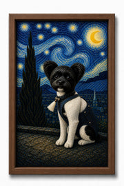 Starry Hillside Custom Pet Canvas - Walnut Frame