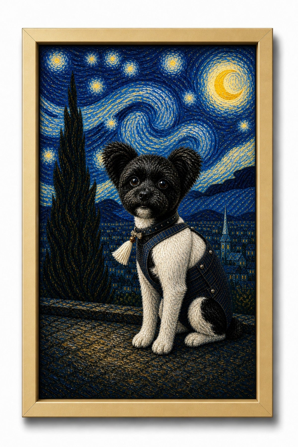 Starry Hillside Custom Pet Canvas - Gold Frame