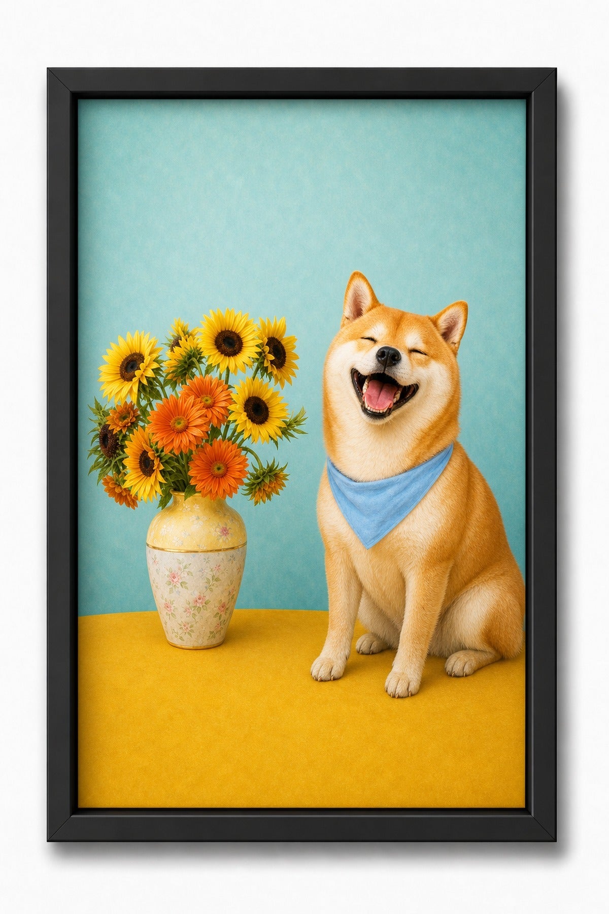 Sunflower Pop Custom Pet Canvas - Black Frame