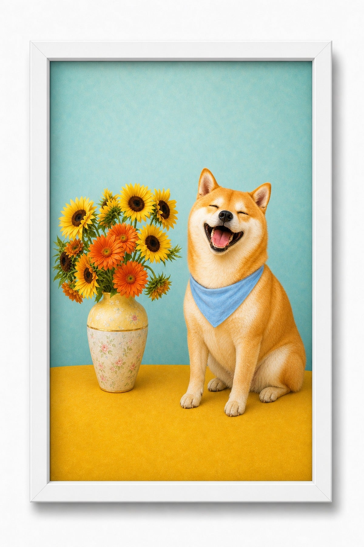 Sunflower Pop Custom Pet Canvas - White Frame
