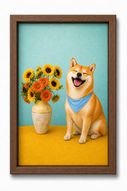 Custom Pet Canvas - Masterpiece Journey - Sunflower Pop - Walnut Frame