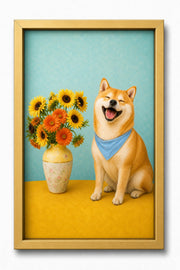 Sunflower Pop Custom Pet Canvas - Gold Frame