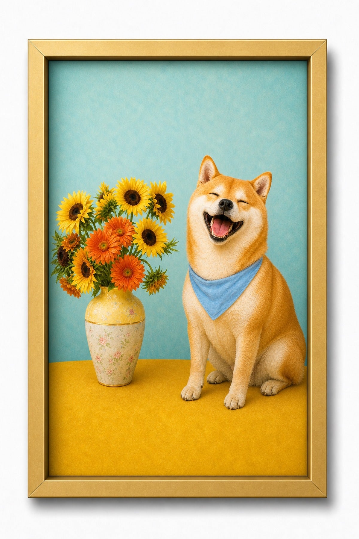 Sunflower Pop Custom Pet Canvas - Gold Frame