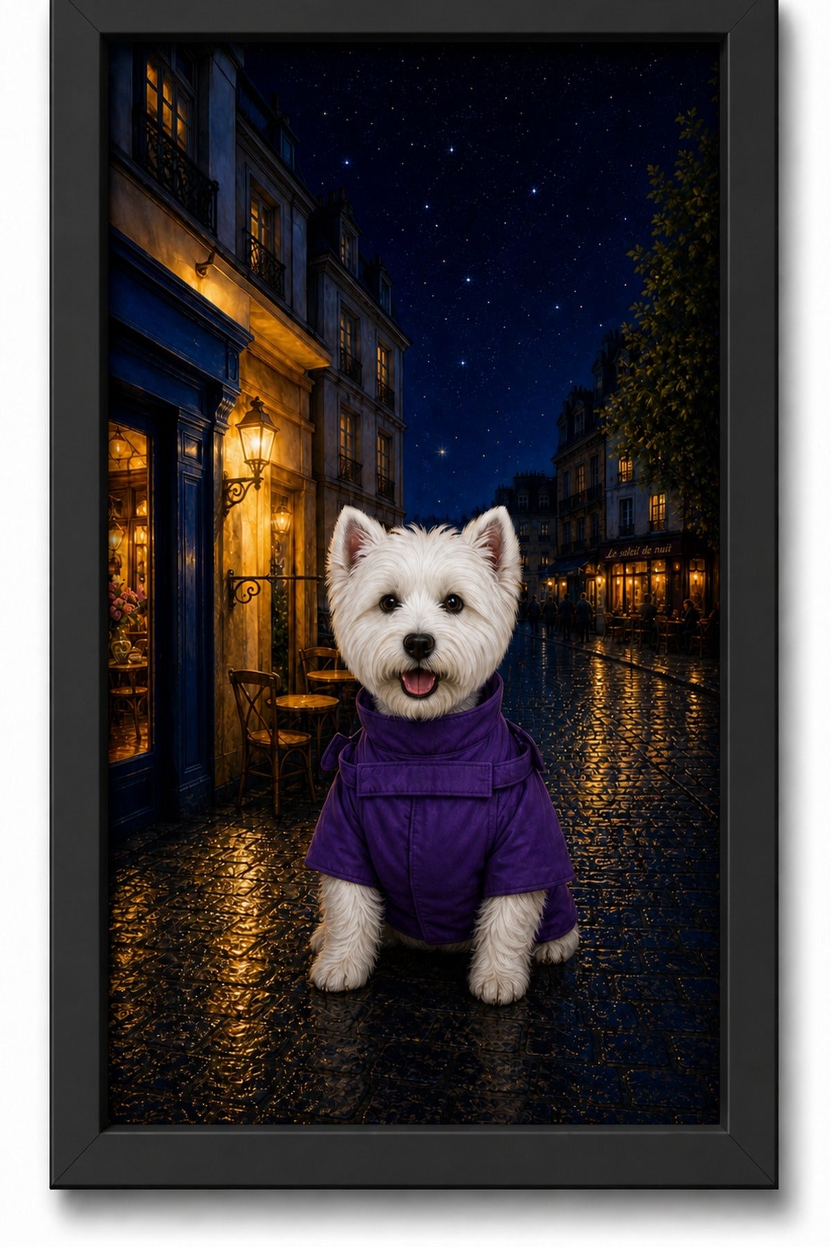 Midnight Stroll Custom Pet Canvas - Black Frame