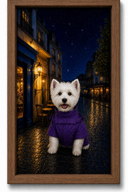 Midnight Stroll Custom Pet Canvas - Walnut Frame