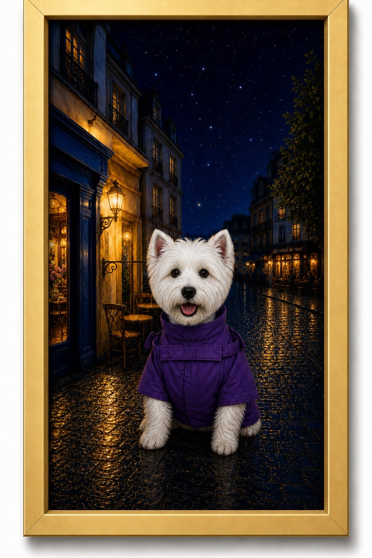 Midnight Stroll Custom Pet Canvas - Gold Frame