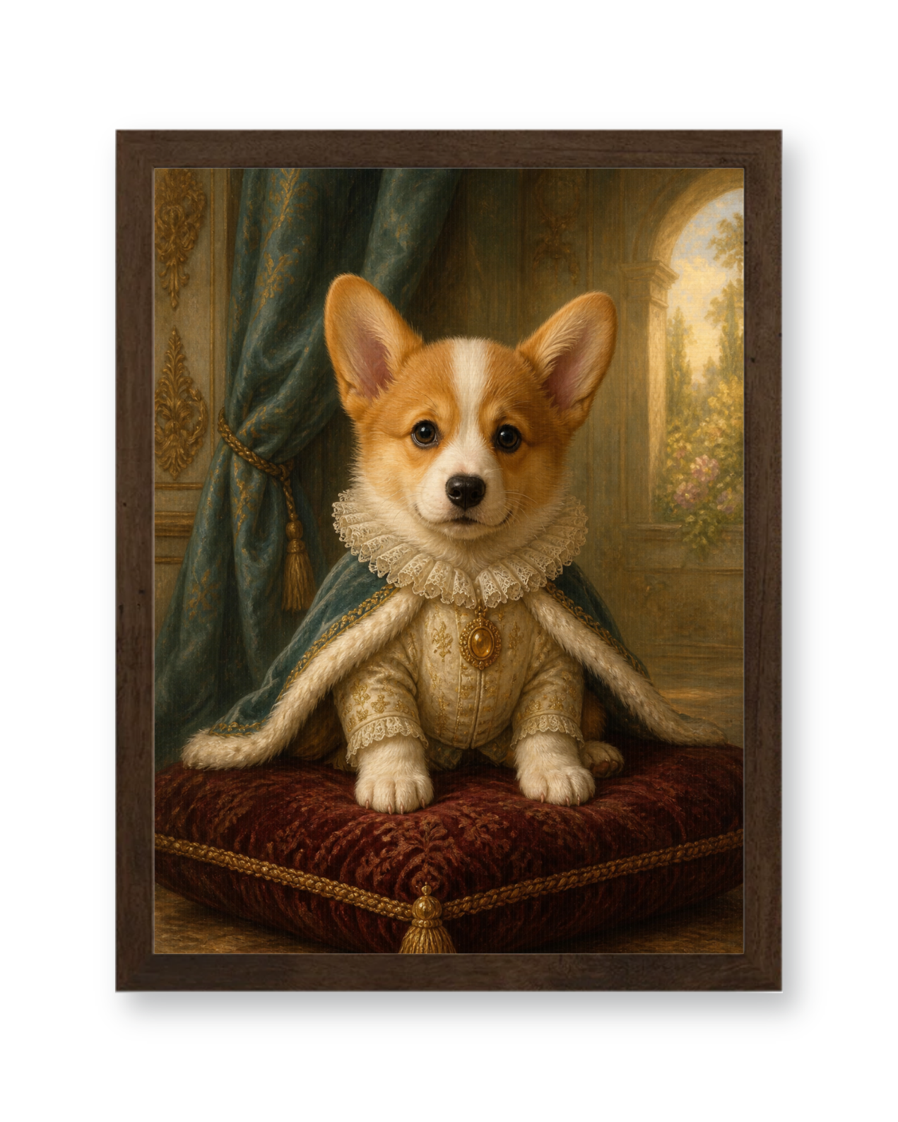 The Golden Heir Custom Pet Poster - Walnut Frame