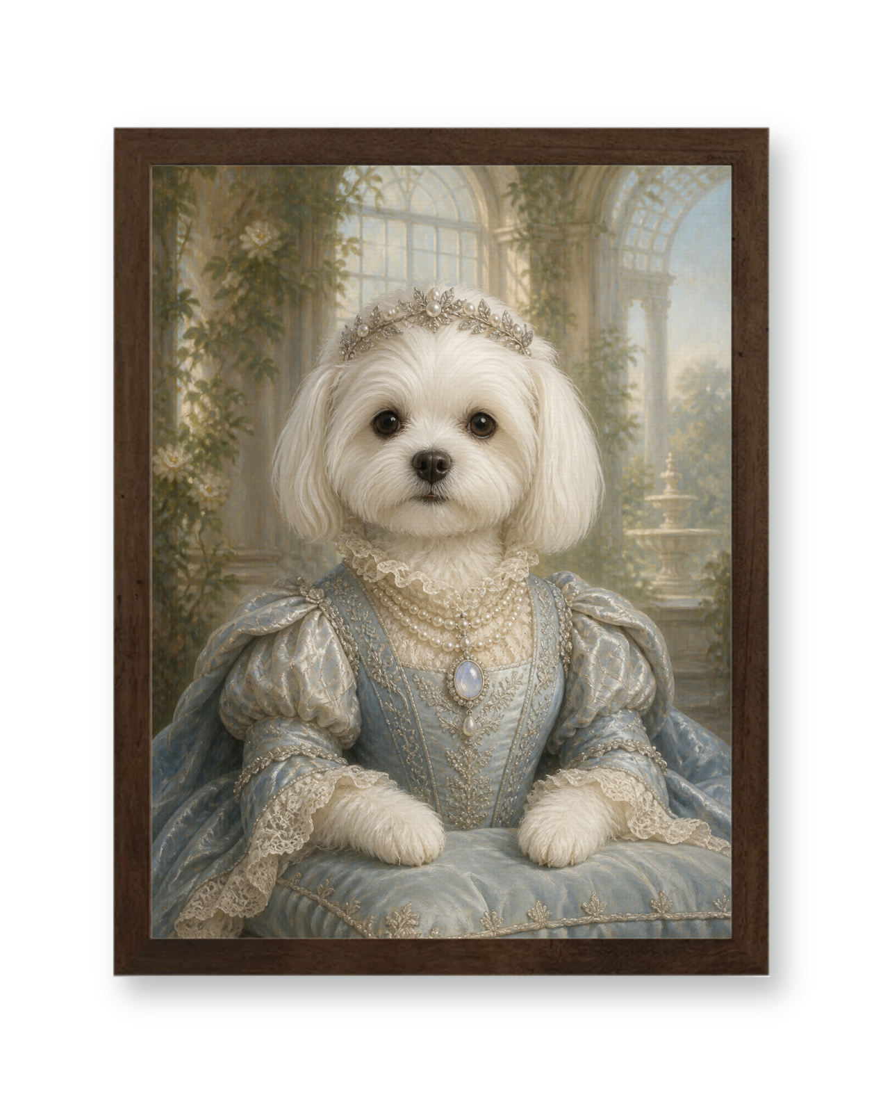 The Pearl Duchess Custom Pet Poster - Walnut Frame