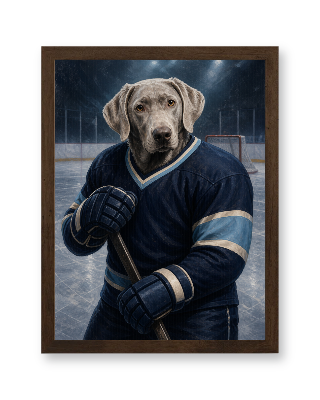 The Rinkside Captain Custom Pet Poster - Walnut Frame