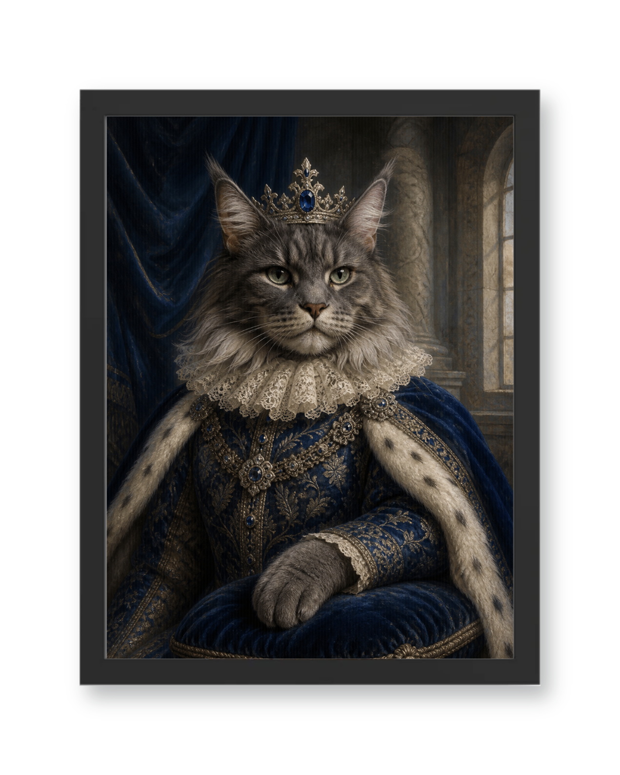 The Sapphire Sovereign Custom Pet Poster - Black Frame