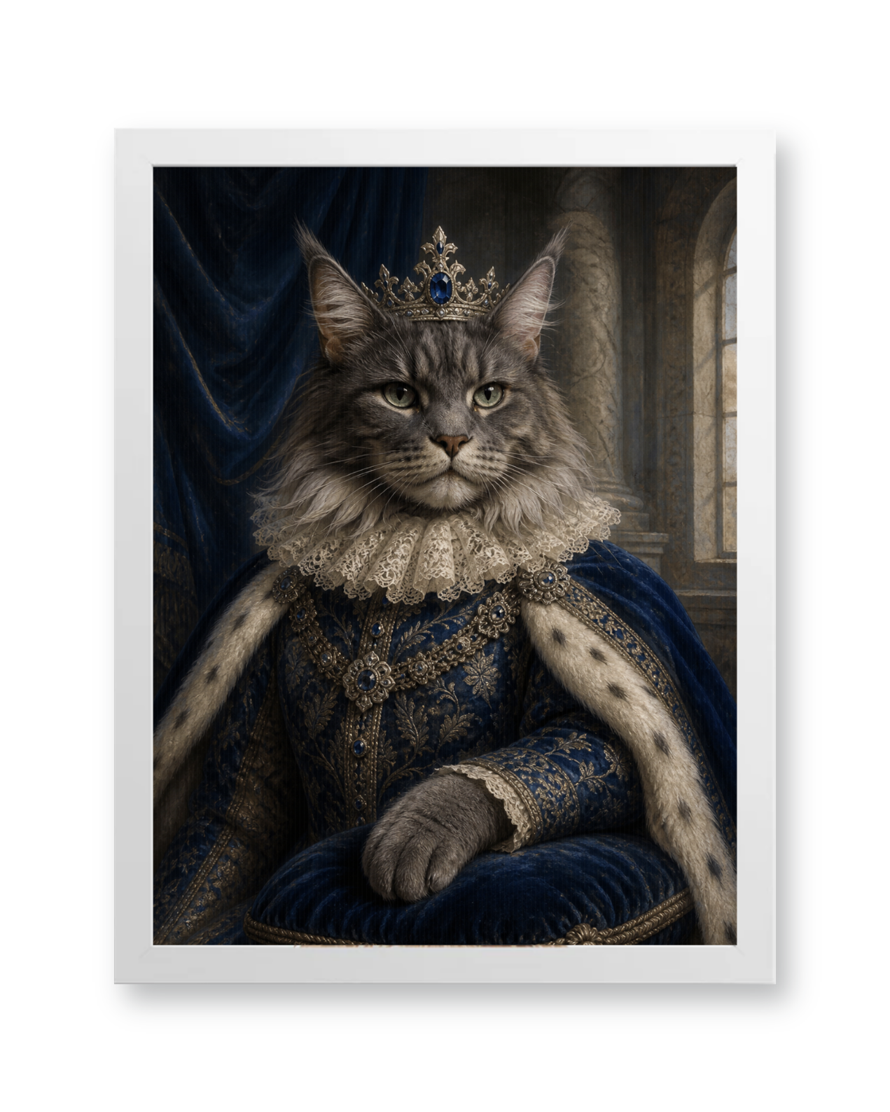 The Sapphire Sovereign Custom Pet Poster - White Frame