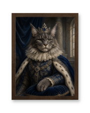 The Sapphire Sovereign Custom Pet Poster - Walnut Frame