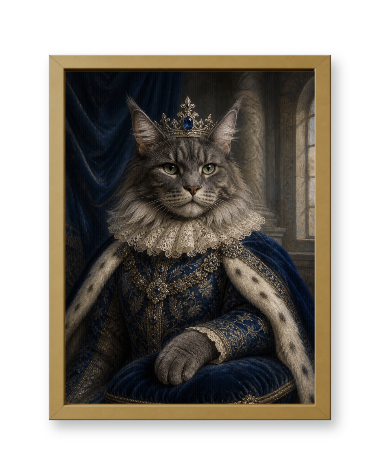 The Sapphire Sovereign Custom Pet Poster - Gold Frame