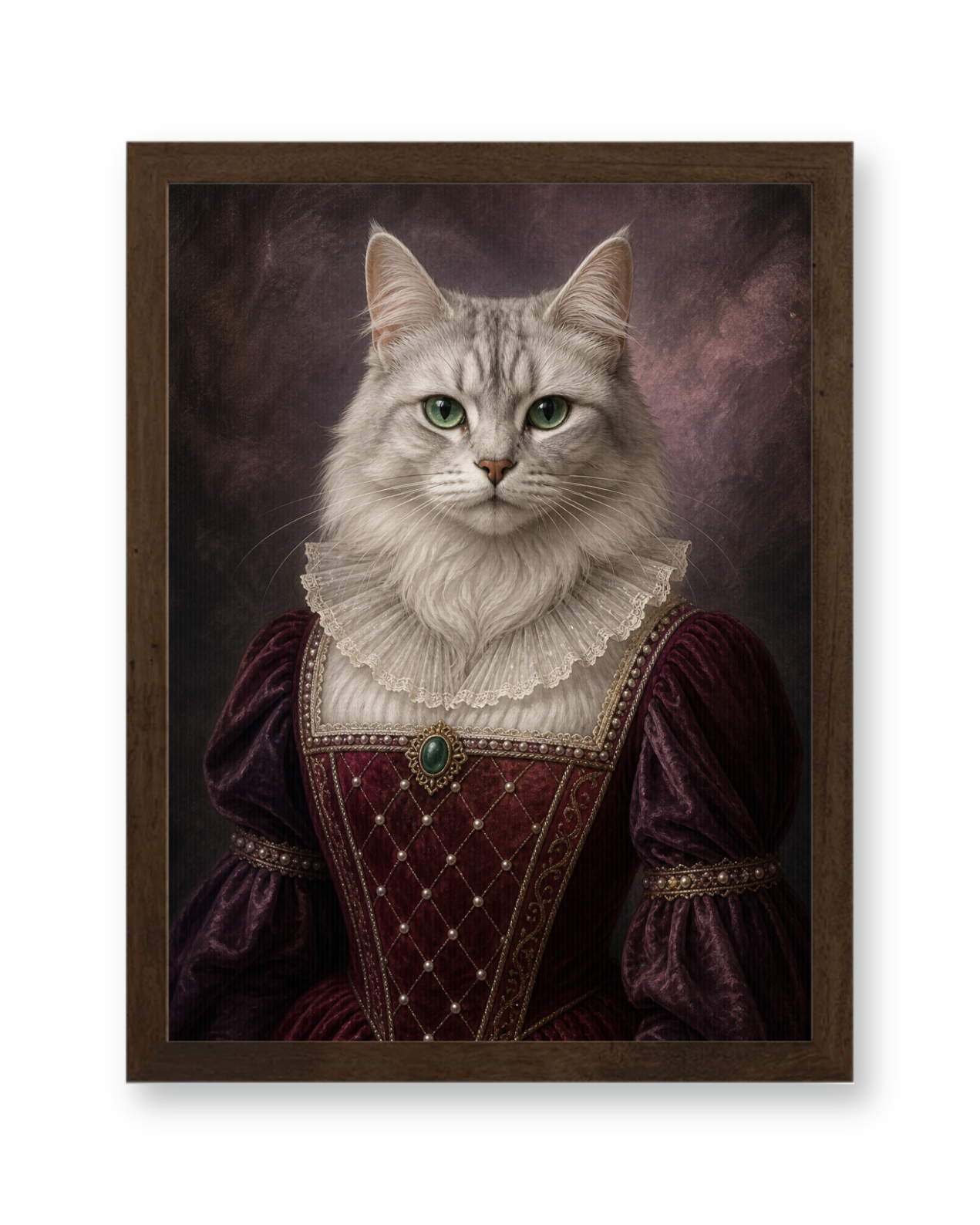 The Crimson Countess Custom Pet Poster - Walnut Frame