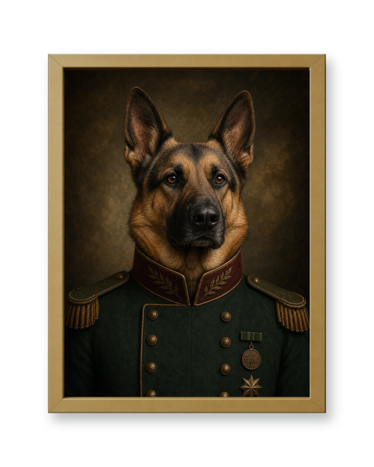 The Emerald Brigadier Custom Pet Poster - Gold Frame