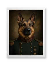 The Emerald Brigadier Custom Pet Poster - White Frame