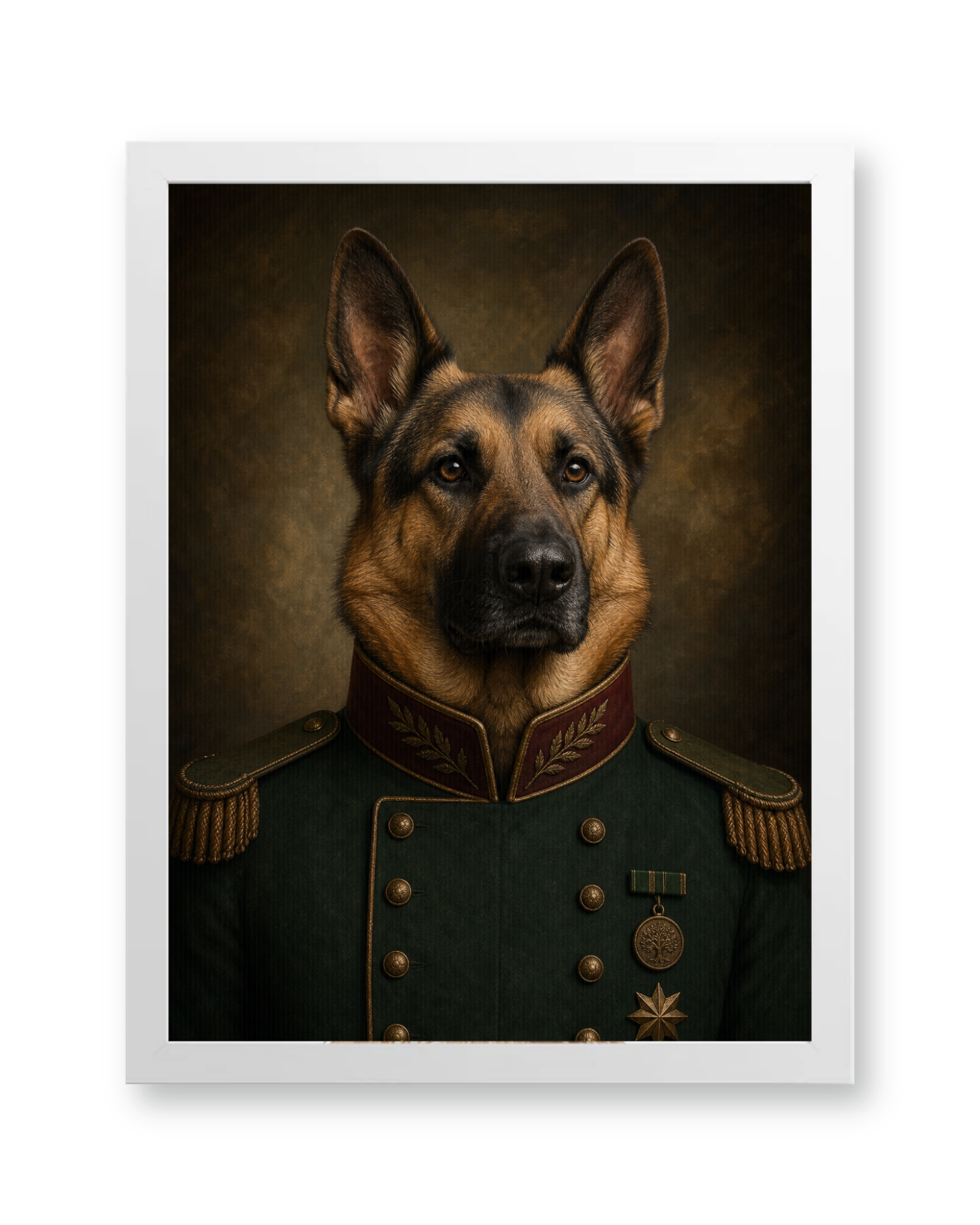 The Emerald Brigadier Custom Pet Poster - White Frame