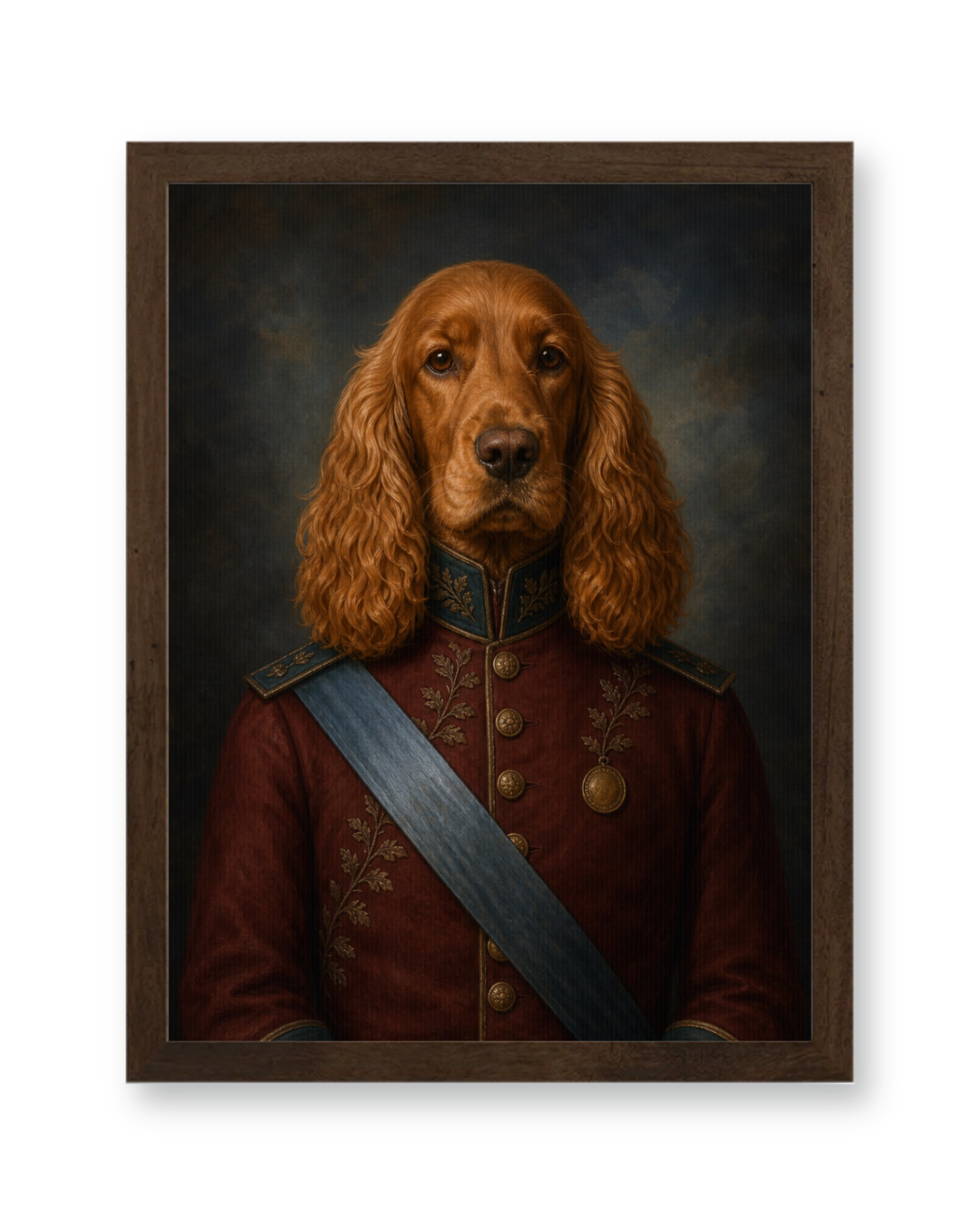 The Gilded Marshal Custom Pet Poster - Walnut Frame
