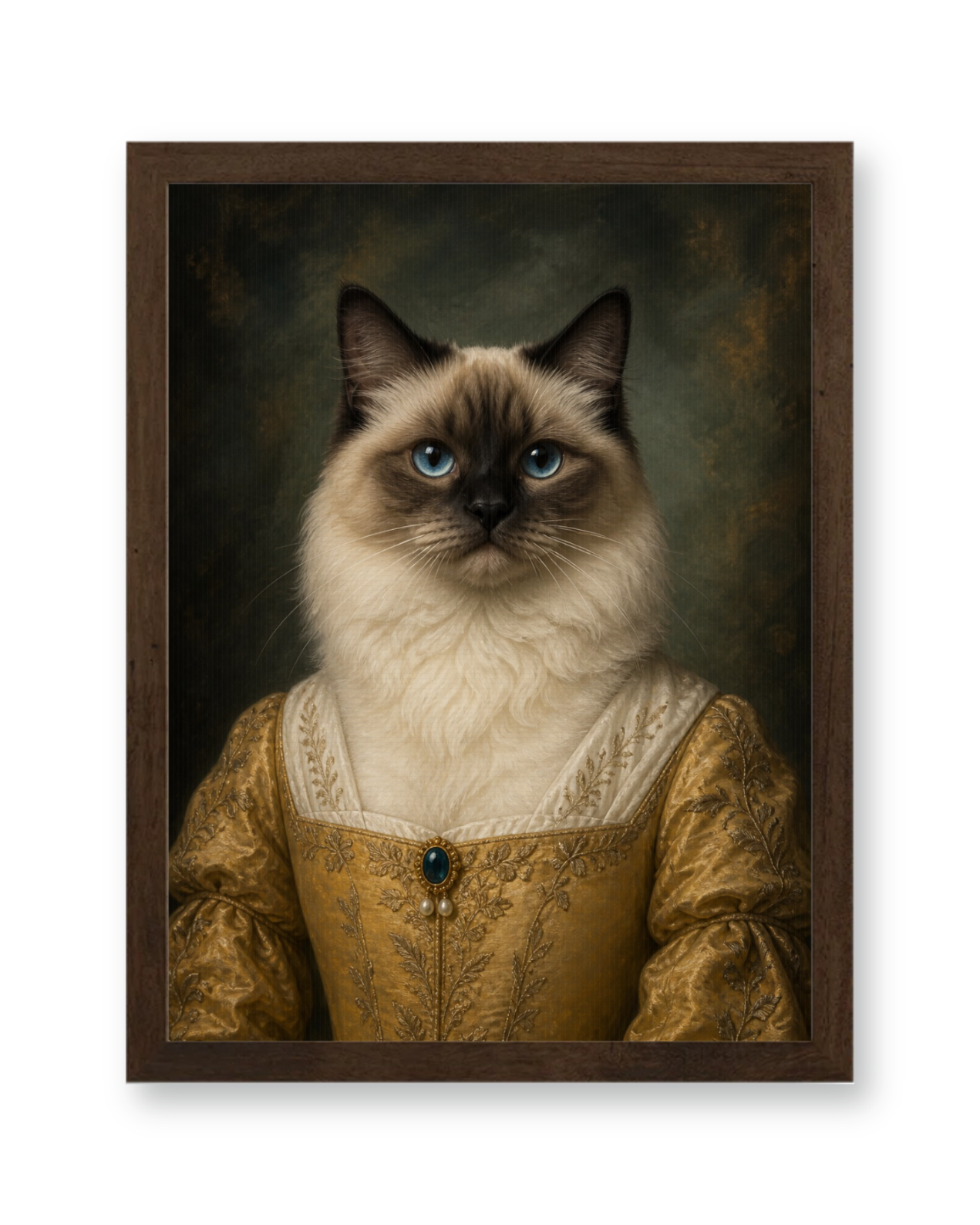 The Golden Muse Custom Pet Poster - Walnut Frame