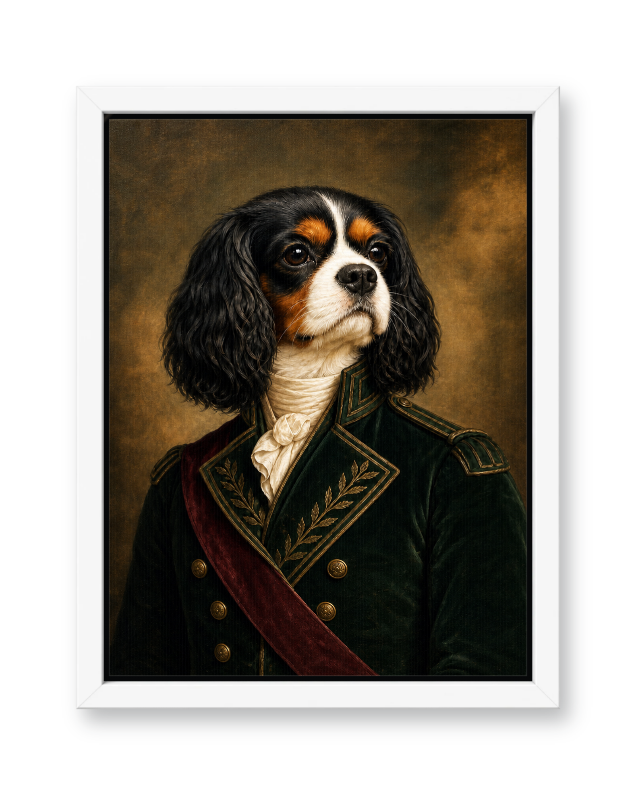 The Regal Commander Custom Pet Canvas - White Frame